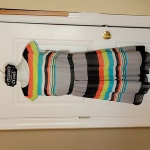 SL Fashions Dress New 8 Cap Sleeve Fit & Flare Striped Lined